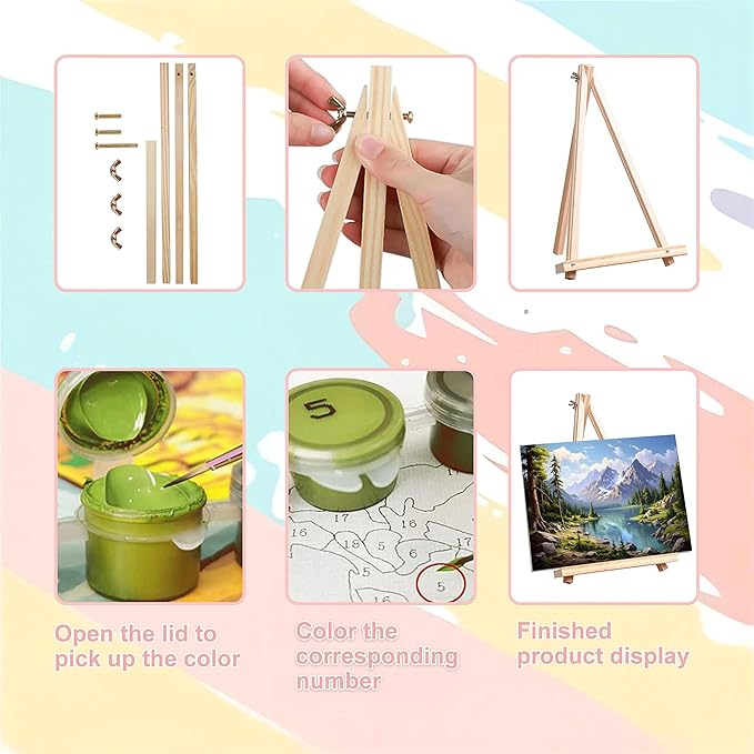 Landscape Paint by Numbers for Adults with Framed Canvas-with Wooden Easel,Scenery Paint by Number on Canvas,DIY Acrylic Oil Painting Kits with Brushes Nice Gift Box for Home Wall Decor(16x20inch)