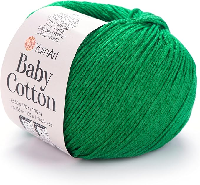 YarnArt Baby Cotton Yarn - Soft Knitting Yarn for Baby & Summer, 50% Cotton 50% Acrylic, 1.76 Oz, 180.44 Yds, Ideal for Amigurumi & Crochet Projects (1, 442)