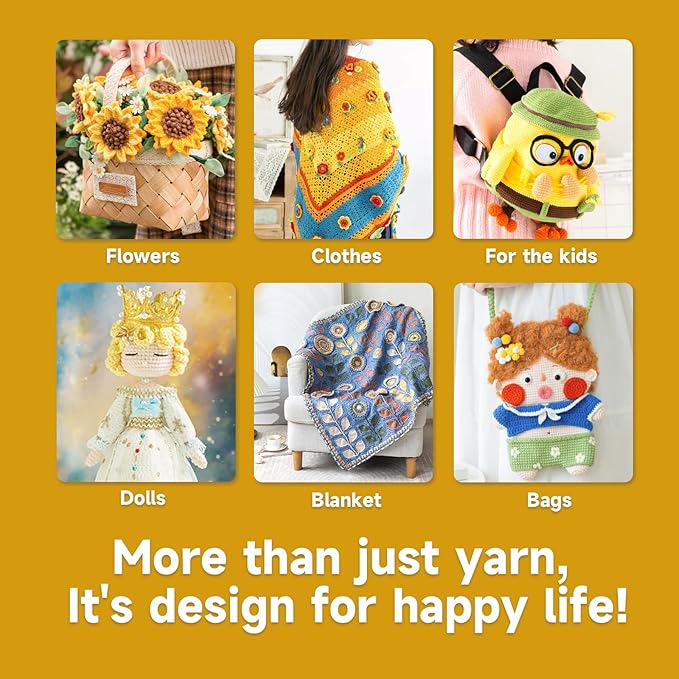 Susan's Family 4 ply 60% Cotton 40% Acrylic Yarn - Soft & Durable - 5 x 50g (1.76oz) - 655 Yards for Knitting & Crocheting - Baby Blankets, Amigurumi, Sweaters & More
