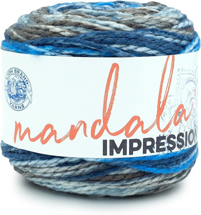 Lion Brand Yarn Mandala Impressions, Bulky Yarn, Lakeside, 1 Pack