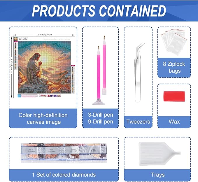 Camocin Diamond Art Kits for Adults Jesus, 5D Jesus Diamond Painting Kits for Adults Beginners, DIY Religious Full Round Dots Drill Gem Art Kit for Gift Home Wall Decor 14 x 14 Inch