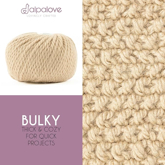 Bulky Set (6 x 1.75 oz) Super Soft Baby Alpaca Knitting Yarn Beige 328 Yards