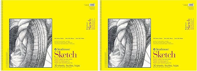 Strathmore 300 Series Sketch Pad, 18x24 inch, 30 Sheets, Side Wire - Artist Sketchbook for Drawing, Illustration, Art Class Students (Pack of 2)