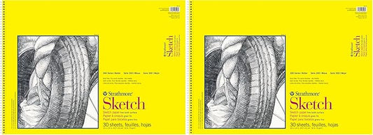 Strathmore 300 Series Sketch Pad, 18x24 inch, 30 Sheets, Side Wire - Artist Sketchbook for Drawing, Illustration, Art Class Students (Pack of 2)