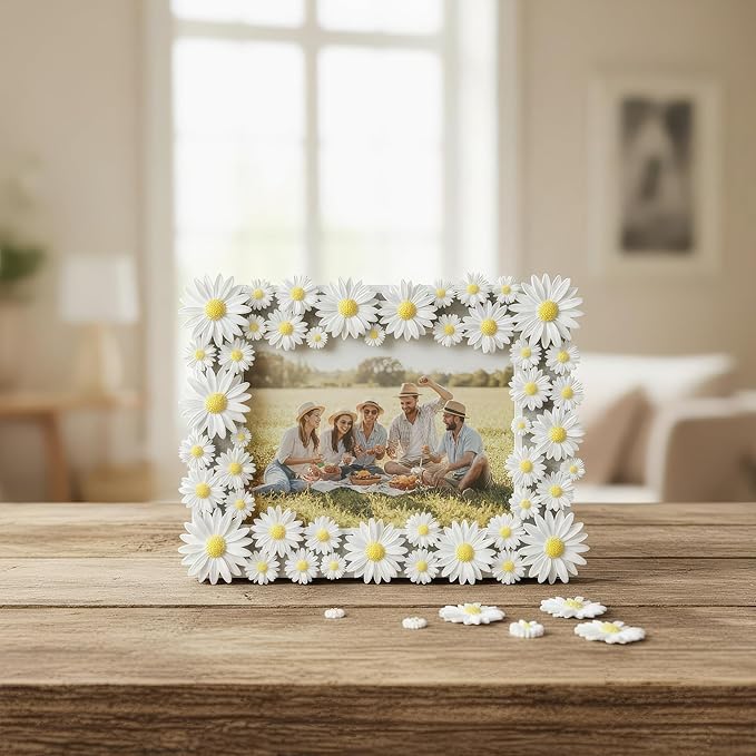 AquaLume Daisy Flowers Craft Kit, 50 Pcs Resin Daisies in 3 Sizes with Storage Box, Flat Back Floral Embellishments for DIY Scrapbooking, Home Wedding Party Decor, Food Safe Decoration
