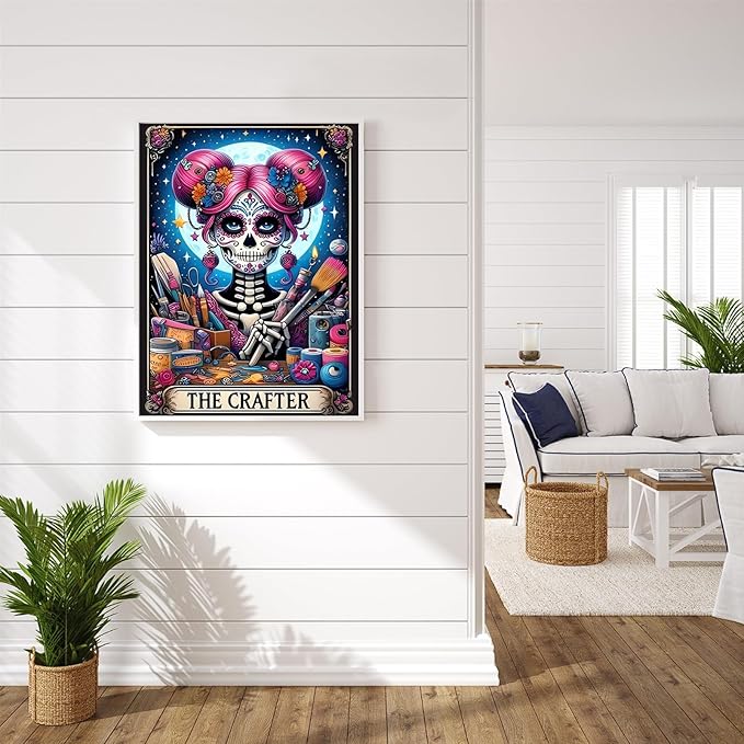 DIY Skull Diamond Art Kits for Adults, 5D Skeleton Diamond Painting for Beginners, Diamond Dot, Small Gem Painting, Full Drill Dimond Art Paintings Kit, Crafts for Adults, Home Wall Decor (12x16inch)