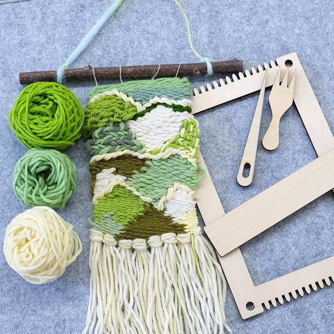 HAND U JOURNEY Rectangle Weaving Loom Kit – 2 Set (7.9"x11.8" & 5.3"x7.8") with Weaving Tools and 16-Page Instruction Book – Beginner DIY Hand Weaving Craft for Adults, Medium Size