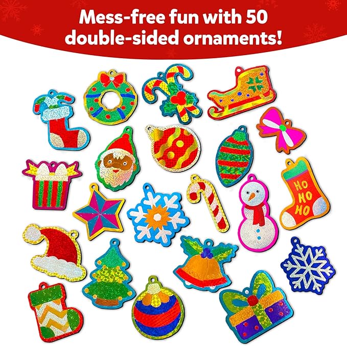 skillmatics foil fun - christmas ornaments, mess free art for kids, festive holiday craft kits, diy decor creative activity, gifts for girls & boys ages 4, 5, 6, 7, 8, 9, and up