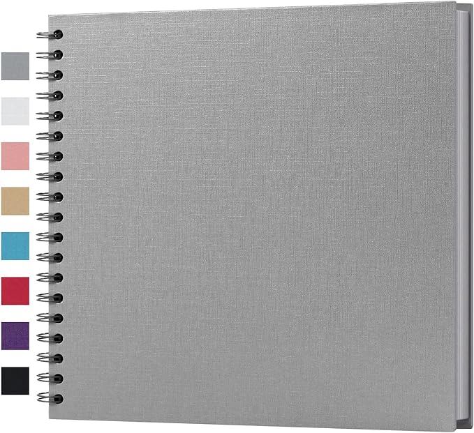 potricher 10 x 10 Inch DIY Scrapbook Album 40 Pages Hardcover Kraft Paper Scrap Book Photo Albums Memory Book for Wedding and Anniversary Family (Gray, 10 Inch)