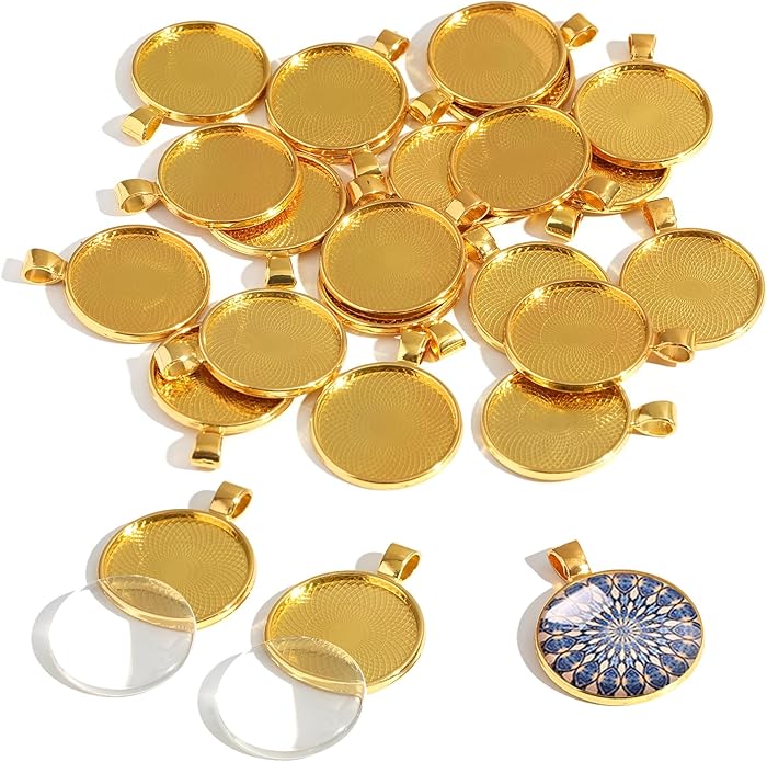 DAHI Bezel Pendant Trays for Jewelry Making DIY Round Pendant Tray Charm Bezel Blanks Setting Cabochon Blank Base for DIY Jewelry Findings Making,Crafting Photo,Necklace,Pendant Making Visit the Oubaka Store
