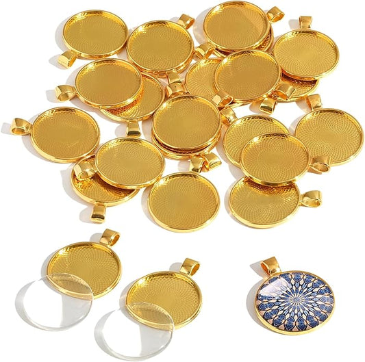 DAHI Bezel Pendant Trays for Jewelry Making DIY Round Pendant Tray Charm Bezel Blanks Setting Cabochon Blank Base for DIY Jewelry Findings Making,Crafting Photo,Necklace,Pendant Making Visit the Oubaka Store