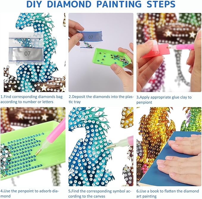 SENQAO Dragon Diamond Art Hanging Kits for Adults Kids, Double Sided DIY Acrylic Diamond Art Painting Window Pendants Home Garden Wall Hanging Kits Hanging Ornament
