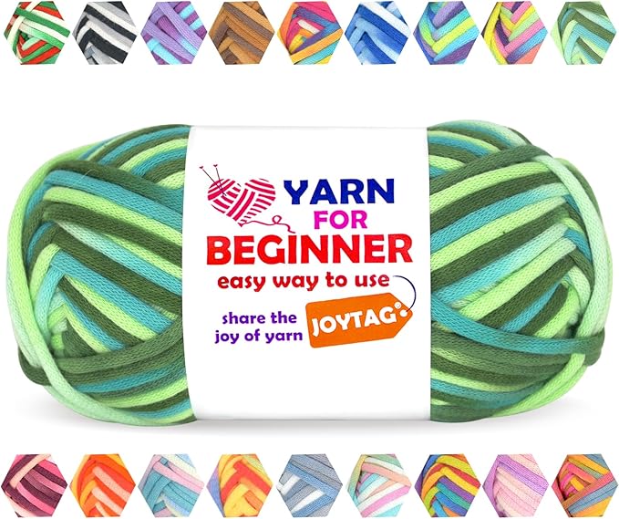 50g Rainbow Beginner Crochet Yarn for Crocheting and Knitting Multicolor Cotton Crochet Yarn for Beginners Blend Easy Yarn for Beginners(Green Tone)