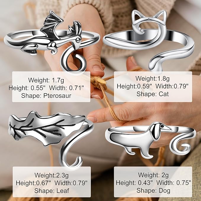 8 Pieces Crochet Tension Rings for Crocheting Yarn Guide Ring for Finger Yarn Crochet Ring Knitting Accessories