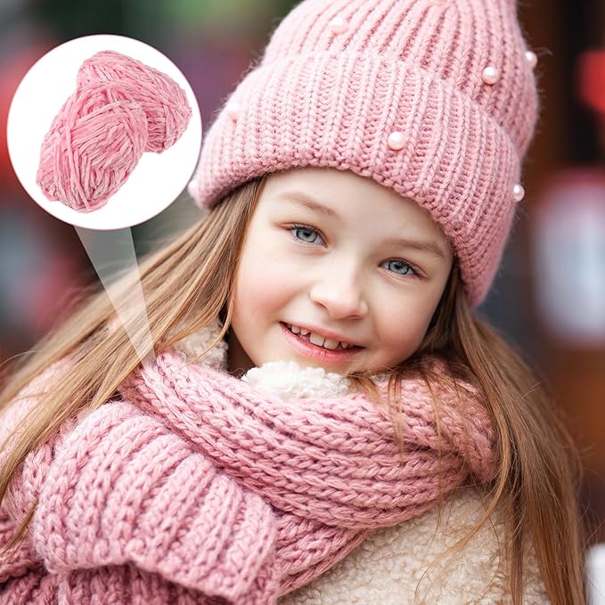 Amylove 6 Rolls Soft Velvet Chenille Yarn for Crocheting 1182 Yards Polyester Blanket Fuzzy Thick Yarn for DIY Knitting Bulky Weaving Crafts, 197 yd, 3.53 oz Each Roll(Pink)