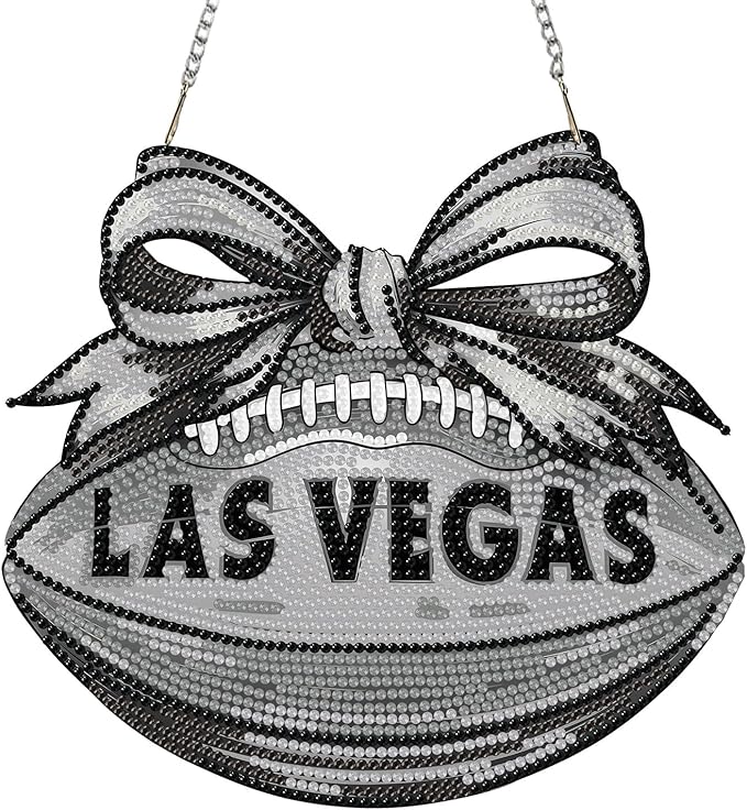 Rertcioph Football Diamond Art Hanging Kit for Adults, DIY Acrylic 5D Diamond Painting Hanging Ornament for Las Vegas Home Wall Decor and Gift