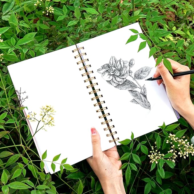 2 Pack Sketch Book Small Sketchbook for Drawing 100 Sheets Hardcover Spiral Sketch Pad for Kids 5.5" x 8.5" Art Sketchbook Drawing Blank Paper Book for Beginner Artist with Pencil