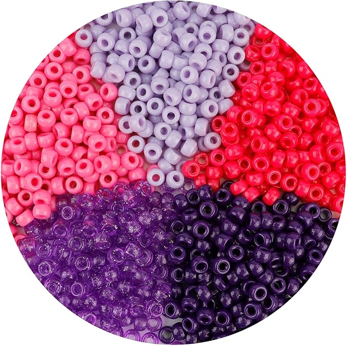 pony beads 1100 pcs,beads for jewelry bracelets making,plastic bead for crafts,hair bead for braids for girls,gifts for daughter,gifts for friends (purple color scheme)