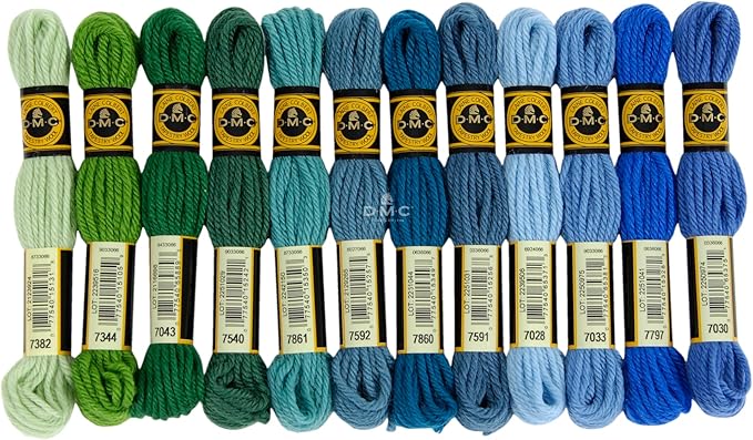 DMC Tapestry Wool - The Ocean & Sky Collection - 12 Count - 8.7 Yards Skeins