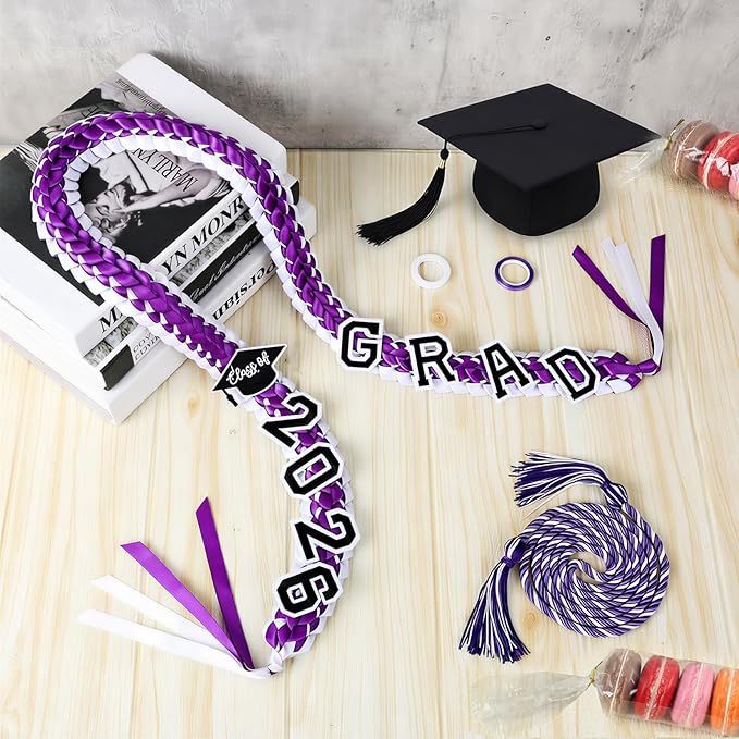 YLOLUL 16 Pcs Graduation Leis 2026 Graduation Candy Lei Kit with Honor Cord Class of 2026 Graduation Ribbon Double Lei Necklace Graduation Gift Party Accessories for Women Men