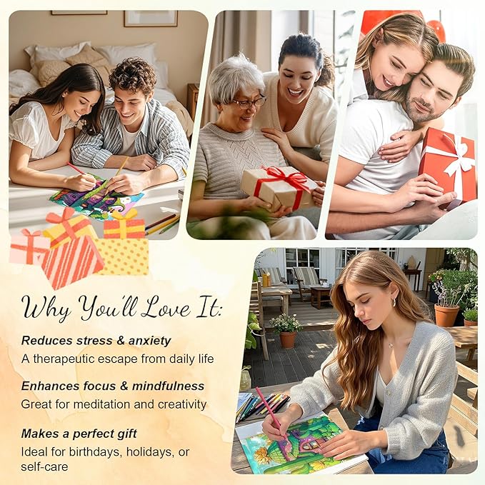 Coloring Books for Adults Relaxation Coloring Book for Women Spiral Bound Printed On One Side Thick Paper Mindfulness Halloween Gifts, Mindfulness Coloring Book 24 Coloring Pages