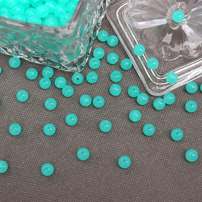 bonny boxx 1000pcs 6mm jelly peacock green acrylic round beads, smooth transparent acrylic balls, plastic resin gumball bubblegum chunky beads for necklace & bracelet making, crafting supplies