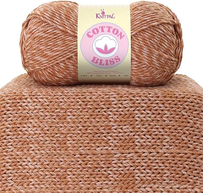 Cotton Bliss Soft Cotton Blend Yarn for Crocheting, 4-Pack (640Yds / 400G), Free Patterns, Beginners Friendly - #4 Medium Worsted Weight Yarn for Baby Blanket - Rusty Oak