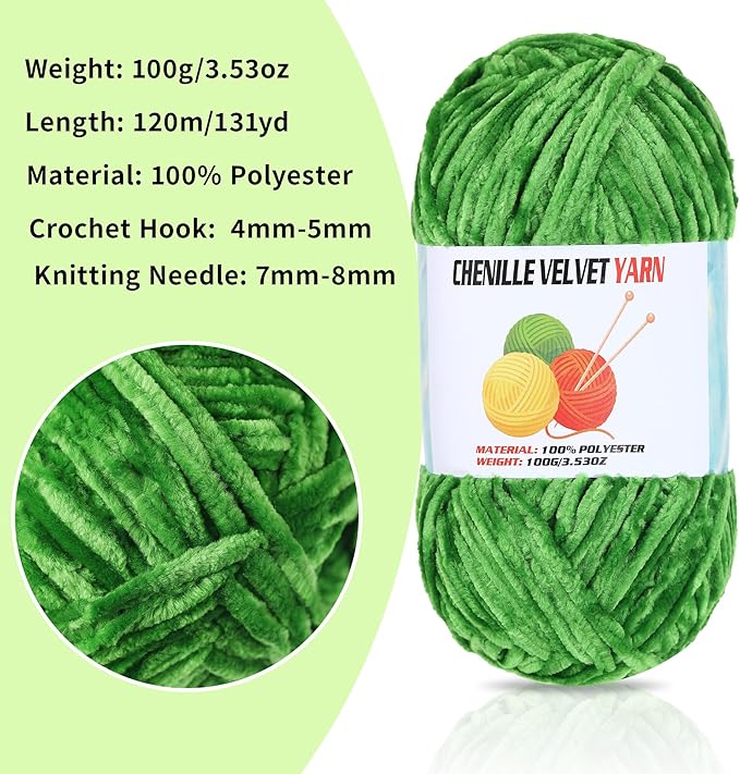 2 * 100g Velvet Chenille Chunky Yarn, Handcrafts Weaving Soft Chenille Yarn for Crocheting Clearance, Used for Making Baby Yarn Blanket, Clothes, Knitting Creations (Lavender Color)