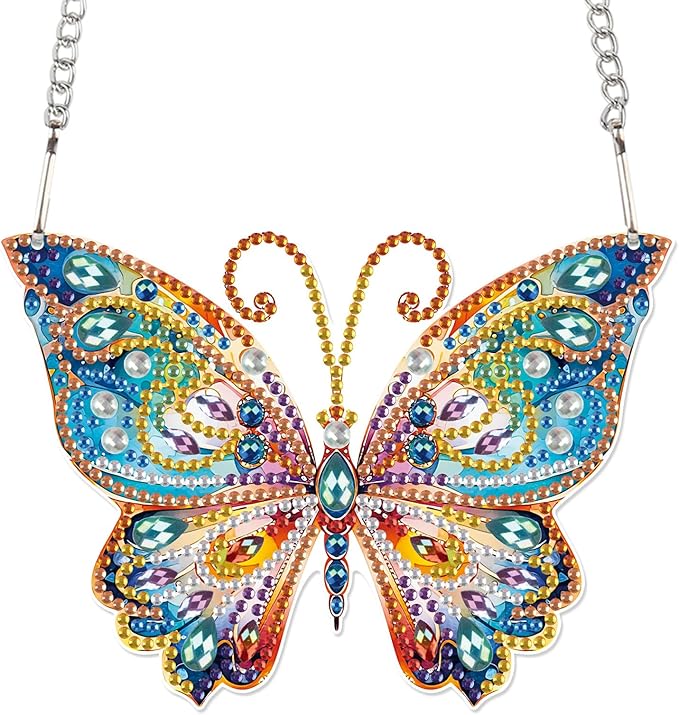 AiYuanzsh Diamond Painting Hanging Pendant Kit Animal Butterfly 5D Diamond Painting Kits for Adults Crystal Rhinestones Diamond Art Pendant for Door Wall Window Home Xmas Decor