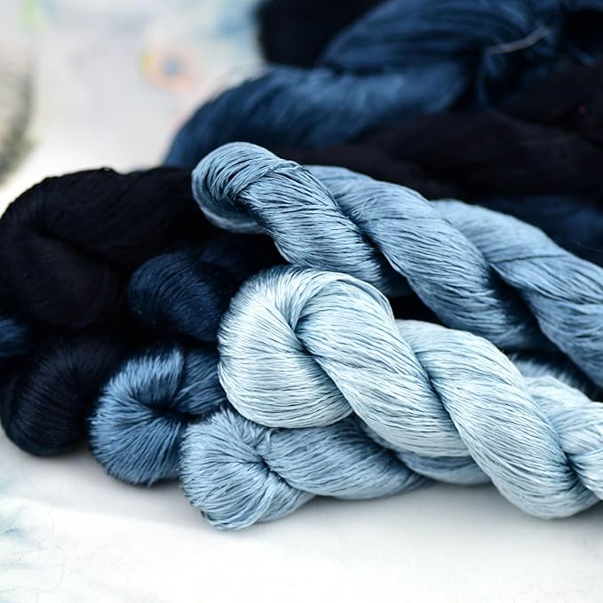 Natural Silk Thread for Hand Embroidery, Premium Handmade Embroidery Silk Floss, 8 Assorted Colors, 110m Each, Perfect for Cross Stitch & Needlework Projects（13）
