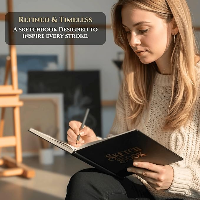 veway compact square sketchbook 7.5” x 7.5”, 200 gsm acid-free mixed media art journal for artists with vegan leather cover, lay-flat binding, 120 pages & gift box