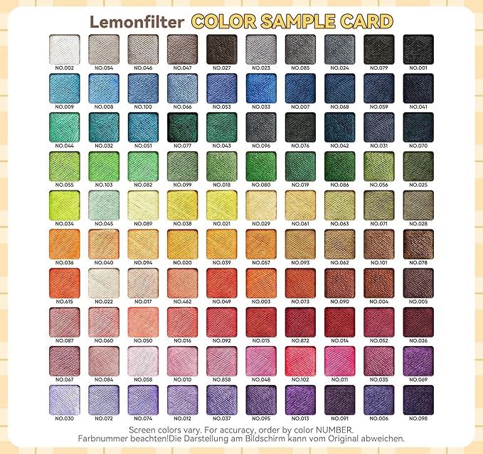 All Purpose Sewing Thread, Lemonfilter 100 Color Sewing Thread Assortment 300 Yards Each Spool Polyester Thread for Sewing, Hilos para Coser for Machine Sewing, Hand Stitching or Embroidery