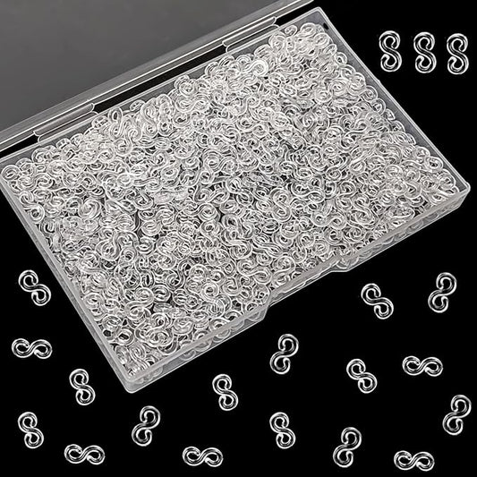 1000pcs S-Clips Rubber Band Clips,Loom Band Clip Plastic Connectors Supplement Kit – DIY Refill Supplies,Loom Bands for Jewelry Craft (Clear)