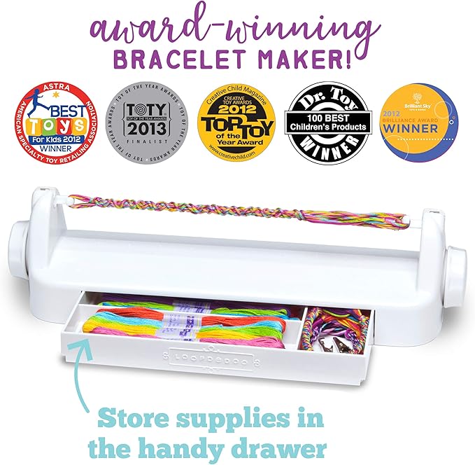loopdedoo diy friendship bracelet maker kit for kids - make bracelets in minutes for birthdays and friendship gifts - award winning crafts kit for kids, easy-to-use, loop your own style, aged 8+