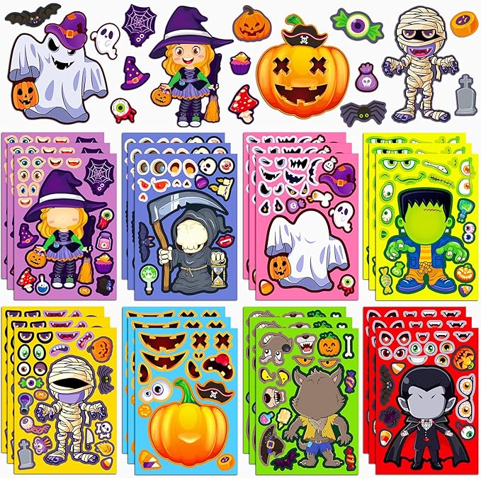 smilinfit halloween stickers for kids, diy crafts halloween goodie bag stuffers, party games activities pumpkin stickers party favors decorations supplies