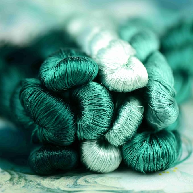 Natural 100% Silk Thread, Handmade Embroidery Thread Silk Floss 9 Colors 110m Each (53)