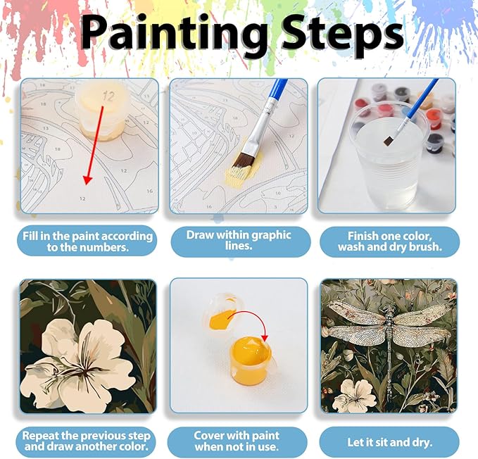 Dragonfly Paint by Number for Adults, Dragonfly Paint by Numbers Kit for Adults Beginners, Painting by Number, Easy DIY Crafts for Gift Home Decor 16x20 in