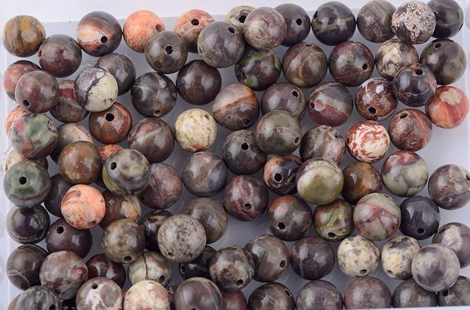 Natural Stone Beads 100pcs 8mm Ocean Jade Round Genuine Real Stone Beading Loose Gemstone Hole Size 1mm DIY Smooth Beads for Bracelet Necklace Earrings Jewelry Making (Ocean Jade, 8mm)