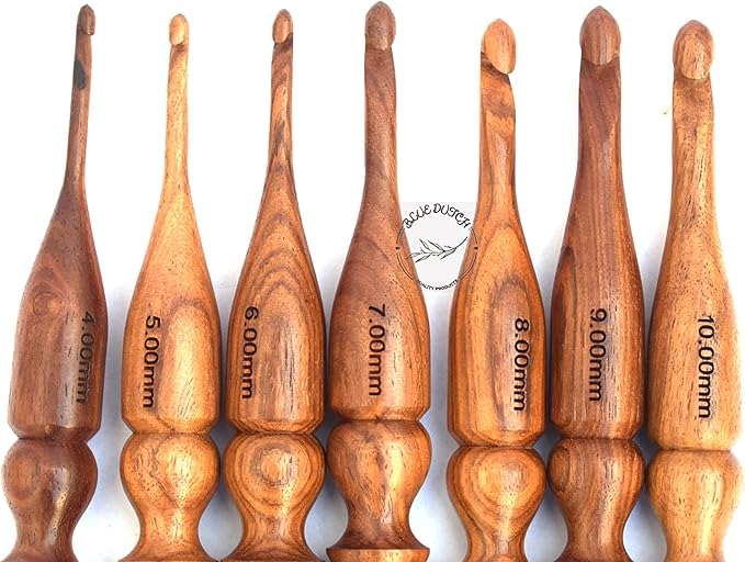SHEESHAM Wood Crochet Hooks Set of 7 PCS 4MM to 10MM Size Set