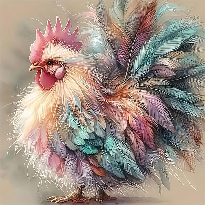 mybisymqq stamping cross stitch kit,chicken counting cross stitch kit for adult beginners, full line diy cross stitch stitching kit for home decor cross stitch patterns 13.7x13.7 inches