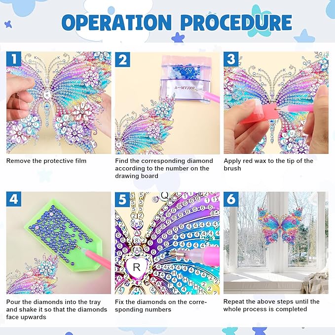MAXBYE Hanging Diamond Art Kits for Adults Butterfly, Special Crystal Double Sided Pendant DIY Diamond Art Painting Kits for Beginners Gift Wall Home Decoration,Box