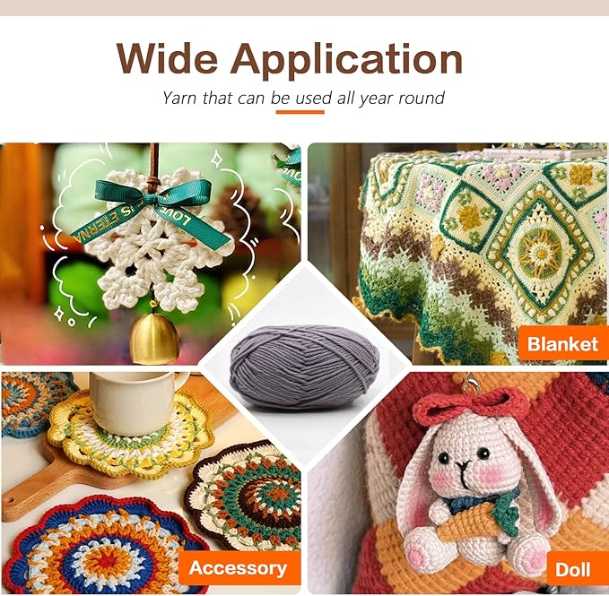 Caddice Comfy Blend Milk Wool Plain Knitting & Crochet Yarn Bulk Starter Kit for Colorful Craft DIY Handcrafts