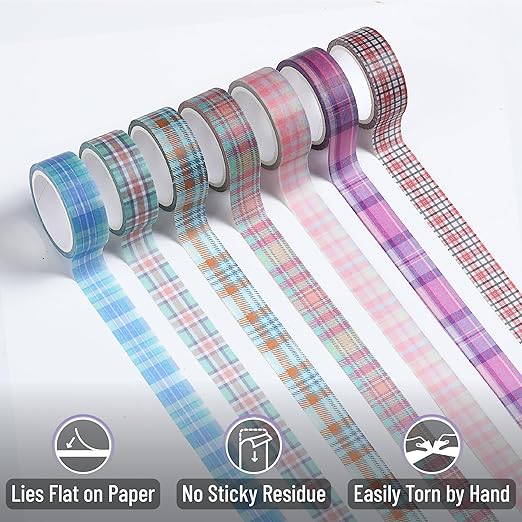 Mr. Pen- Washi Tape Set, 21 Rolls, Assorted Sizes, Plaid Design, Washi Tape for Journaling