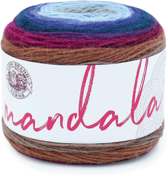 Lion Brand Yarn, Mandala DK Lightweight Yarn for Knitting, Crochet, and Crafts, Griffin, 1 Pack, Self-Striping Acrylic Fiber for Baby Blankets, Multicolor Shawls and Variegated Cardigans
