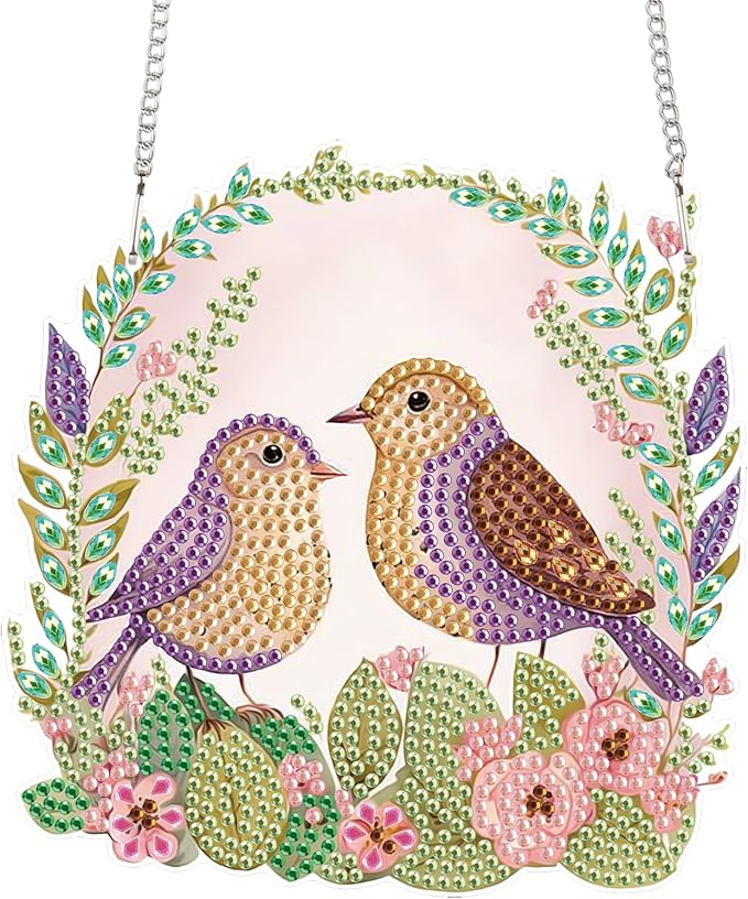 TDFERAN Diamond Painting Pendant Easter DIY Diamond Art Decoration Kit Window Pendant, Gem Art Wall Home Window Decoration Adult Digital Painting Women Crafts Hobby