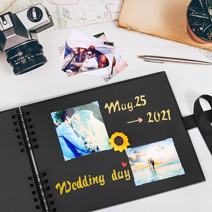 Vienrose Scrapbook Album 80 Pages, DIY Photo Album with Accessories, Red Kraft Paper Memory Book for Wedding, Birthday, Travel, Valentine, Mother’s Day, 11x8 Inches
