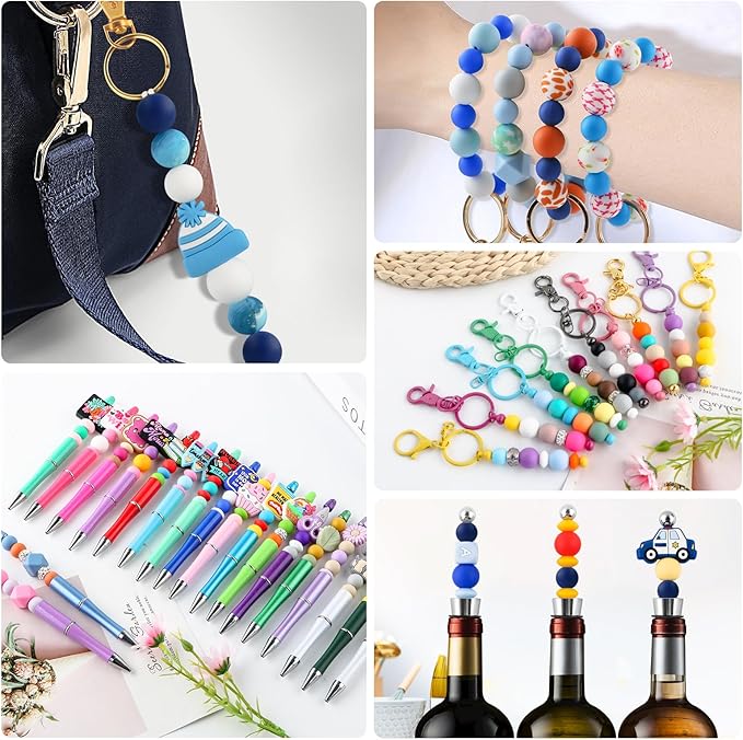 160Pcs 12mm Silicone Beads for Keychain Making Bracelet Necklace, Bulk Round Silicone Beads for Pens(Navy Blue)