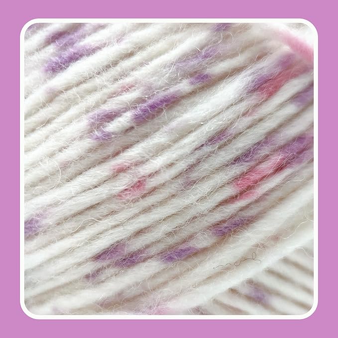 2 Pack Wool Blend Yarn, 2x3.5oz / 285yds, #3 DK, 20% Wool 80% Acrylic, Variegated, Single-Ply Soft Crochet & Knitting Wool Yarn for Sweaters, Scarves, Hats (Petal Whisper)