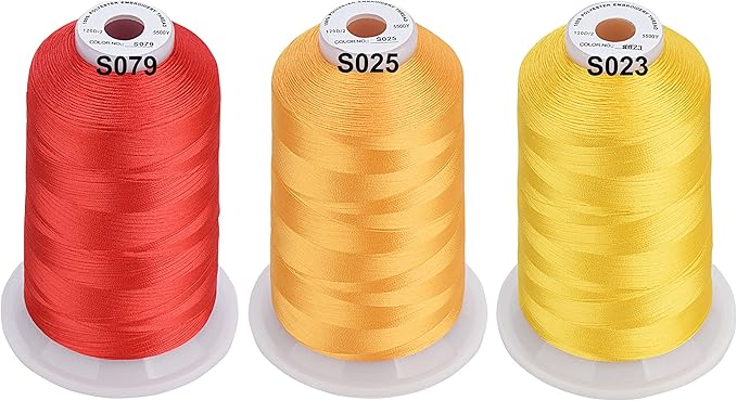Simthread - 33 Selections - Various Assorted Color Packs of Polyester Embroidery Machine Thread Huge Spool 5500Y for All Sewing Embroidery Machines - 6 Rainbow Colors
