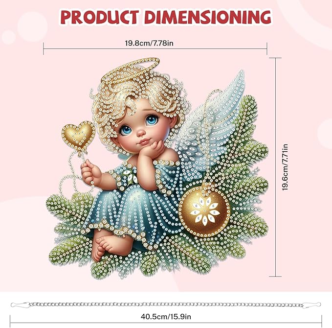 Bowetile Christmas Diamond Art Hanging Kits for Adults, Diamond Art Suncatchers Angel, 5D Special Shape Diamond Painting Pendant Window Ornament Christmas Gifts for Home Door Wall Decor